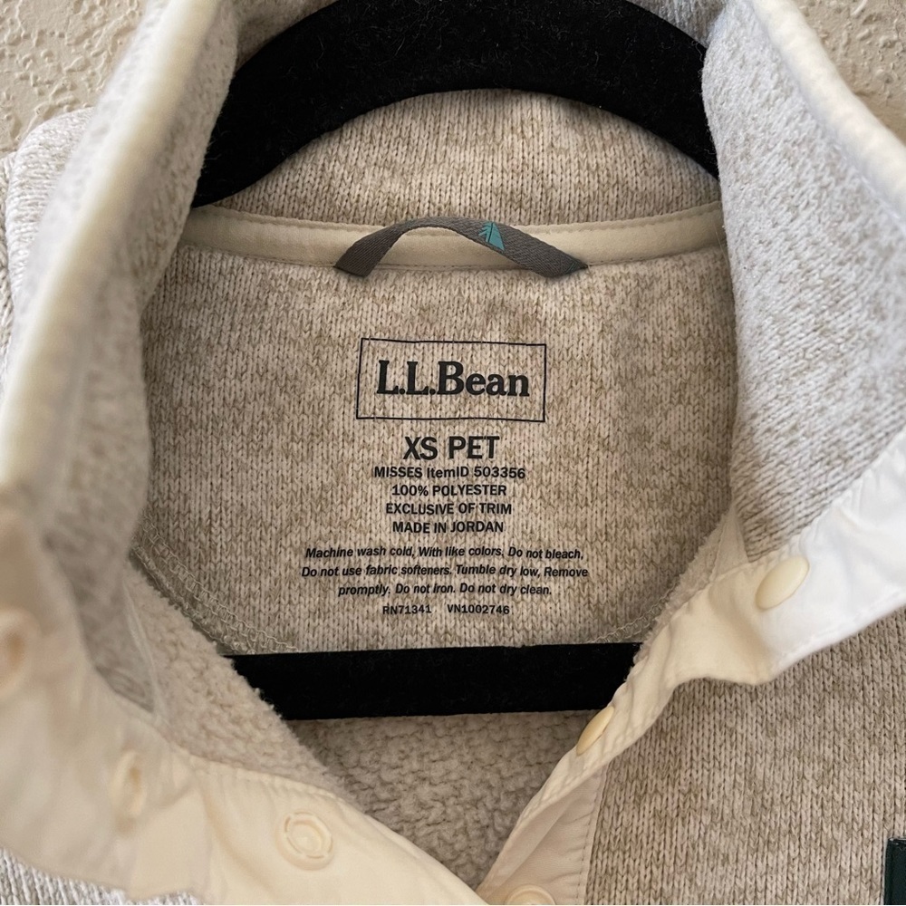 L. L. Bean Sweater Fleece Pullover Top Snap Button Casual Cozy Outdoor Cream XSP - Picture 9 of 13